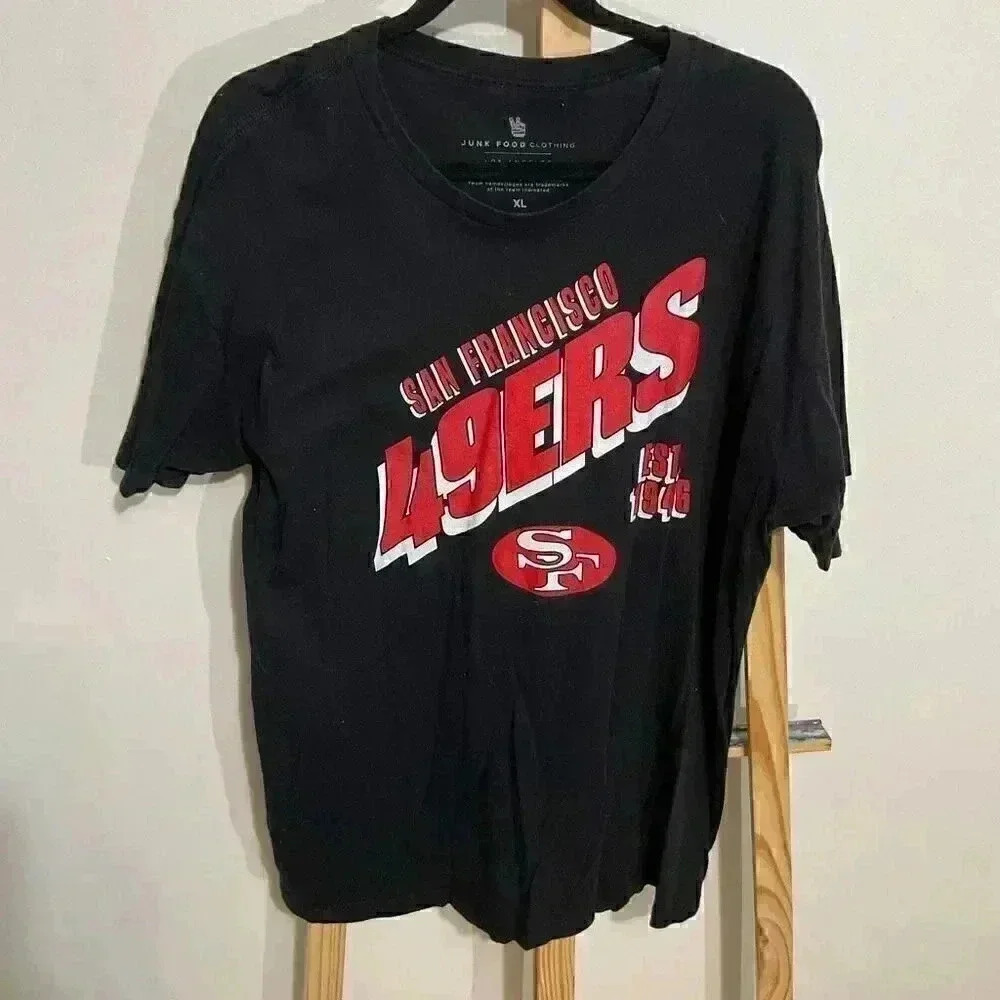 Men’s Junk Food Black San Francisco 49ers Slant T-Shirt XL - Picture 1 of 5